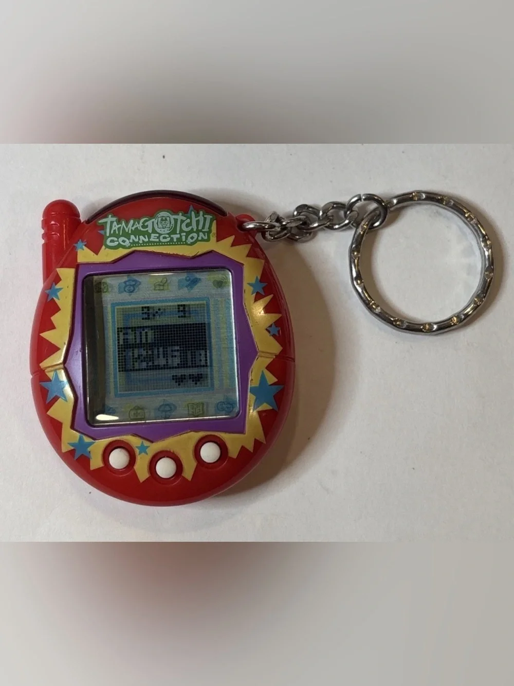 2004 BANDAI TAMAGOTCHI Connection v3‎ Red with Yellow Blue Stars | Tested Works